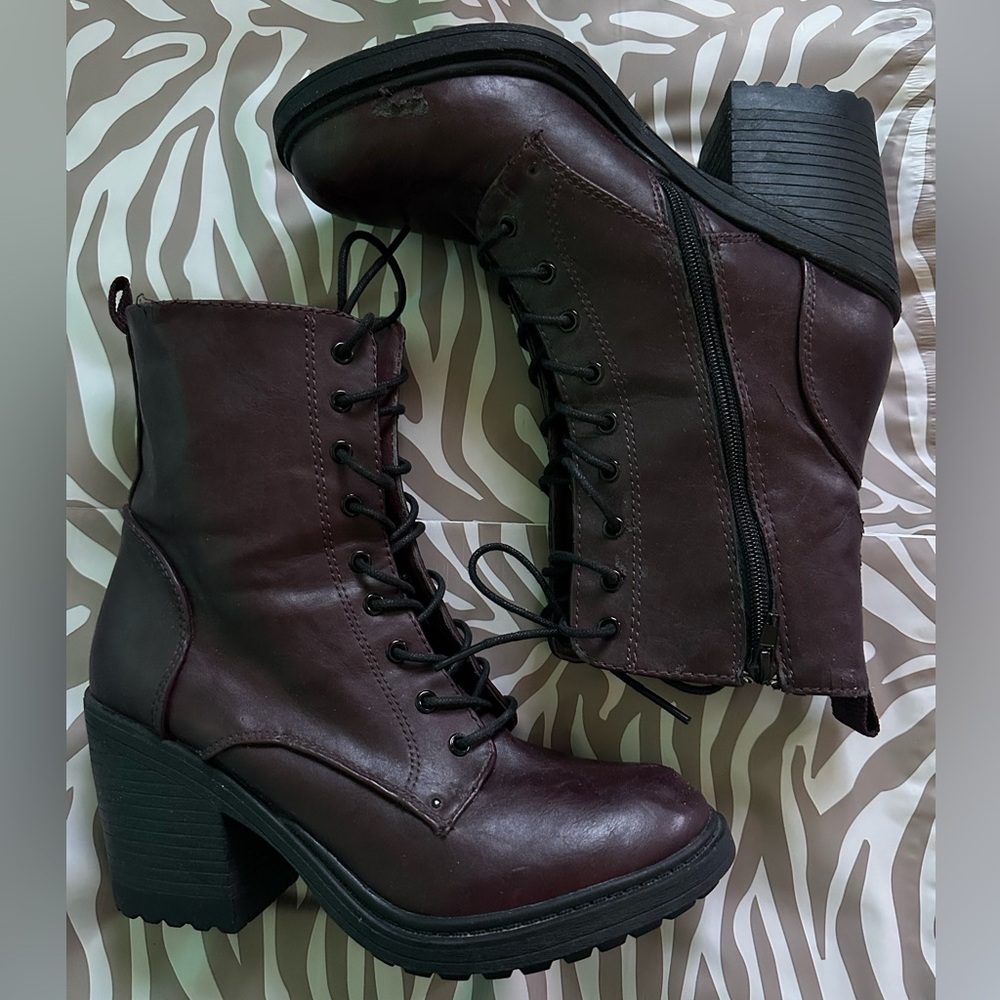 Burgundy Platform Boots